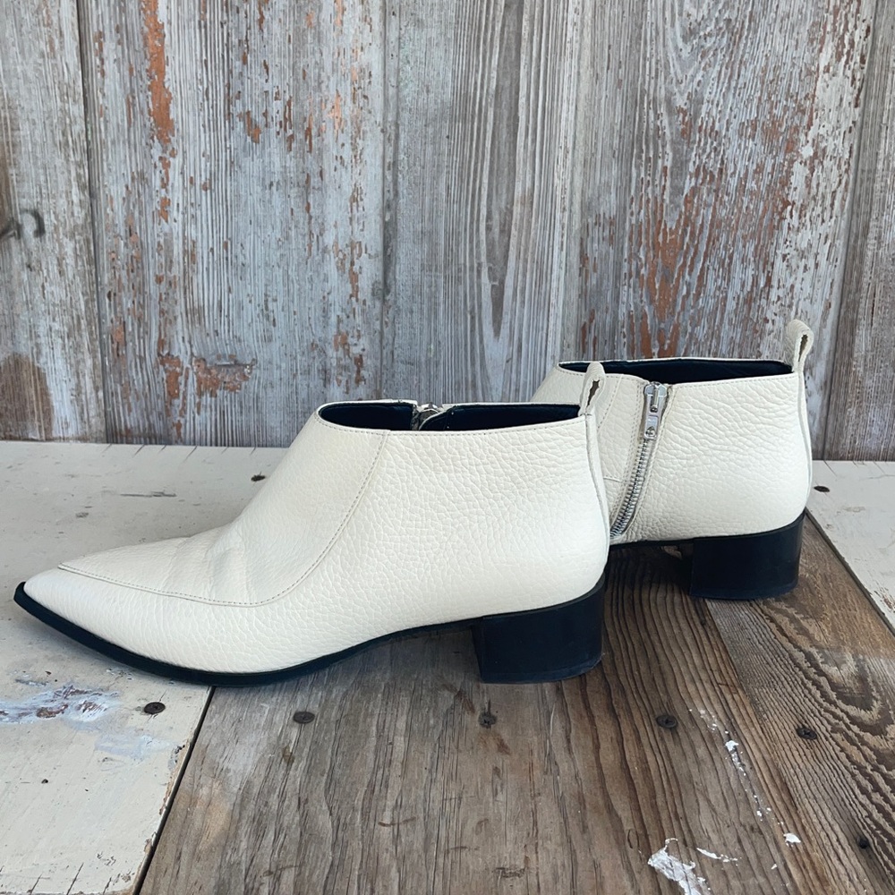 Everlane Made in Italy Cream Leather Block Heel The Boss Bootie Ankle Boots S8.5